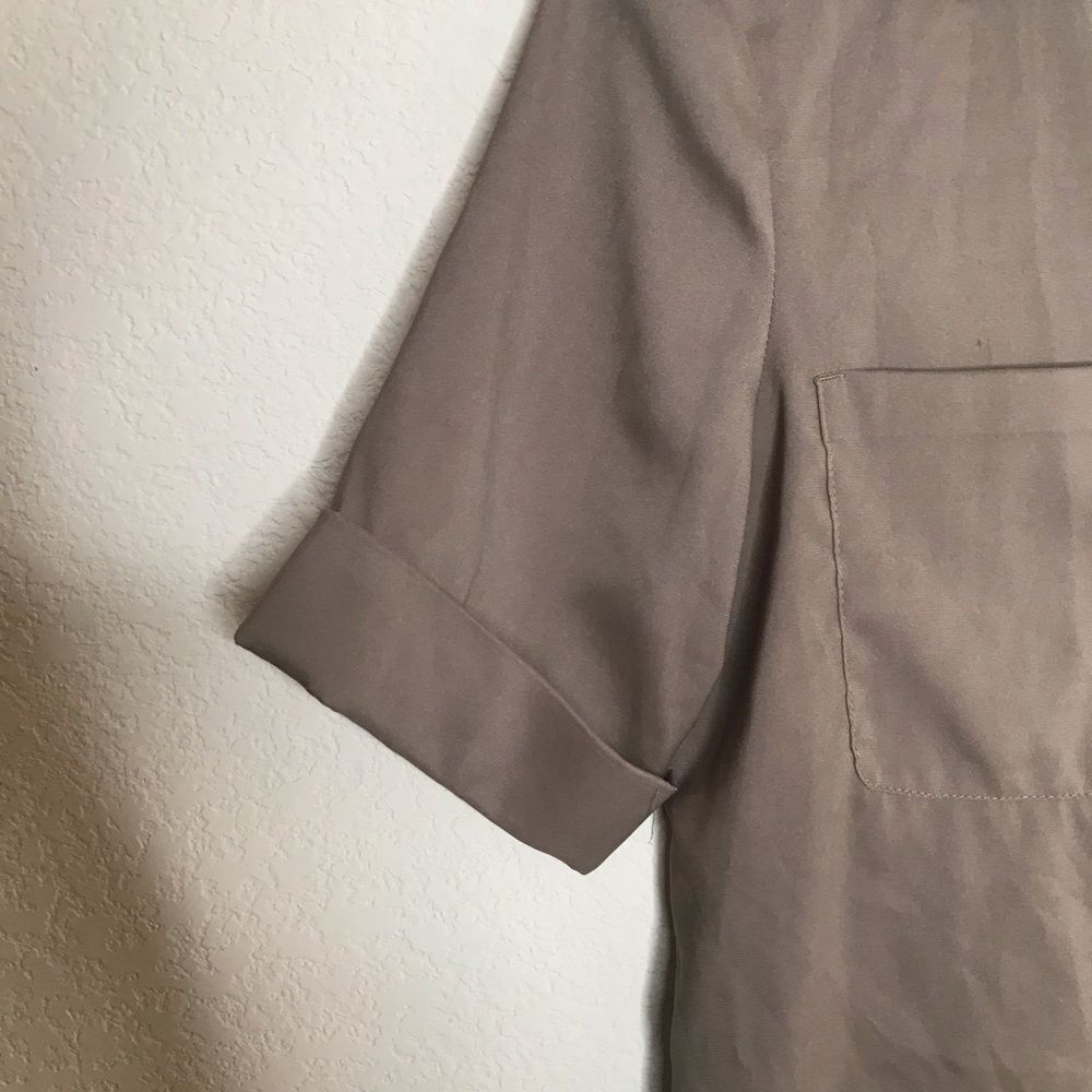Express mocha‎ brown cuffed sleeve button down - Picture 3 of 7
